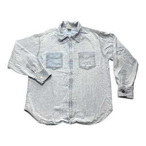 Democracy Denim Zip Front Shirt Sz M Mens Blue 90s Grunge‎ Utility Workwear USA